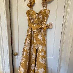 The Vera Dress in Gold Baroque Floral